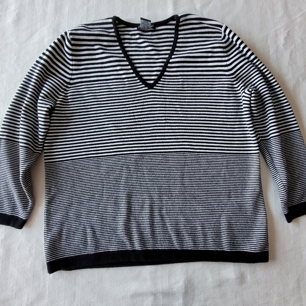 Alexandra Bartlett Black and White Striped Top